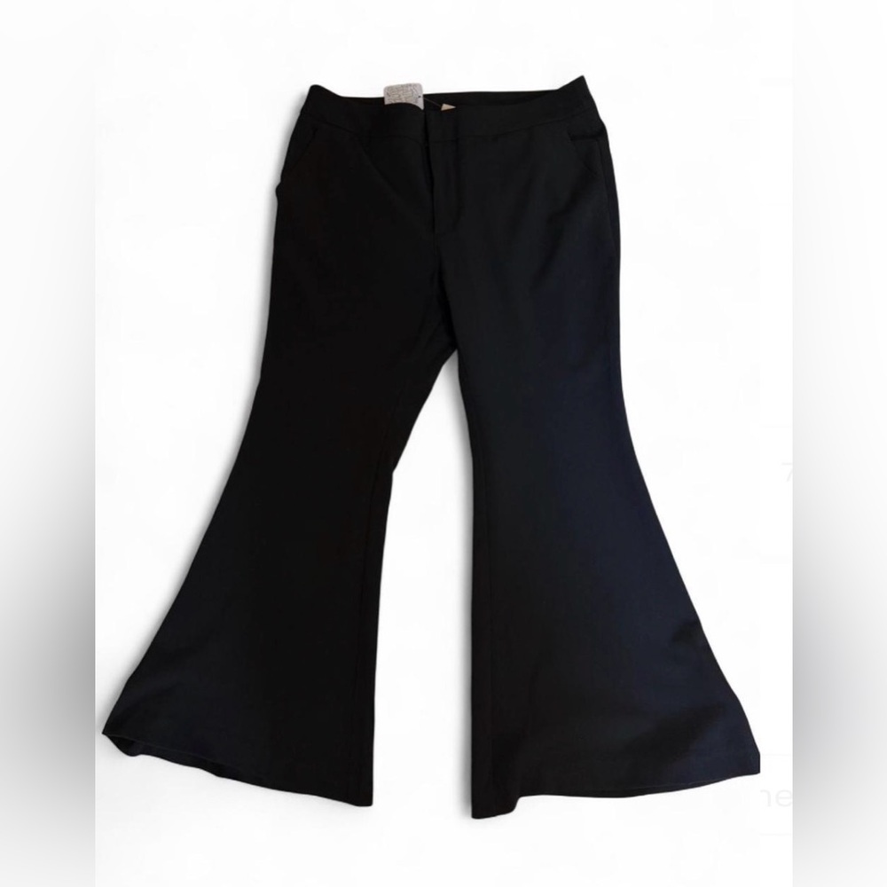 NWT Free People Black Flare Cropped Trousers Size 10 Capsule Wardrobe Old Money